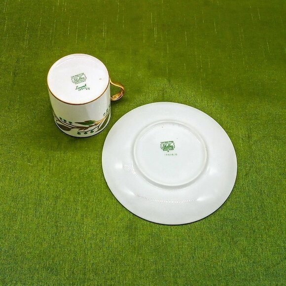 Shelley England Fine Bone China Laurel Porcelain Demitasse Cup Saucer - Picture 5 of 6